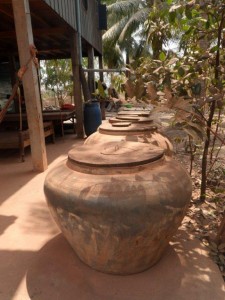 Water jars to collect rain water from the roof